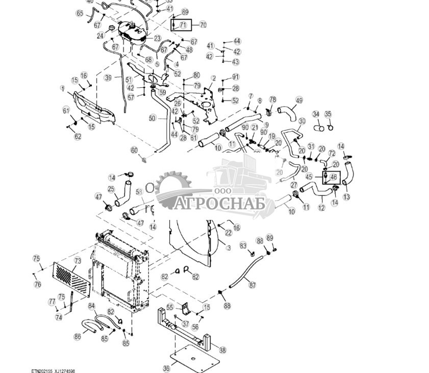 Кожух вентилятора и шланги (Engine 4045HT086-RE566132) (344422 - ) - ST956368 150.jpg